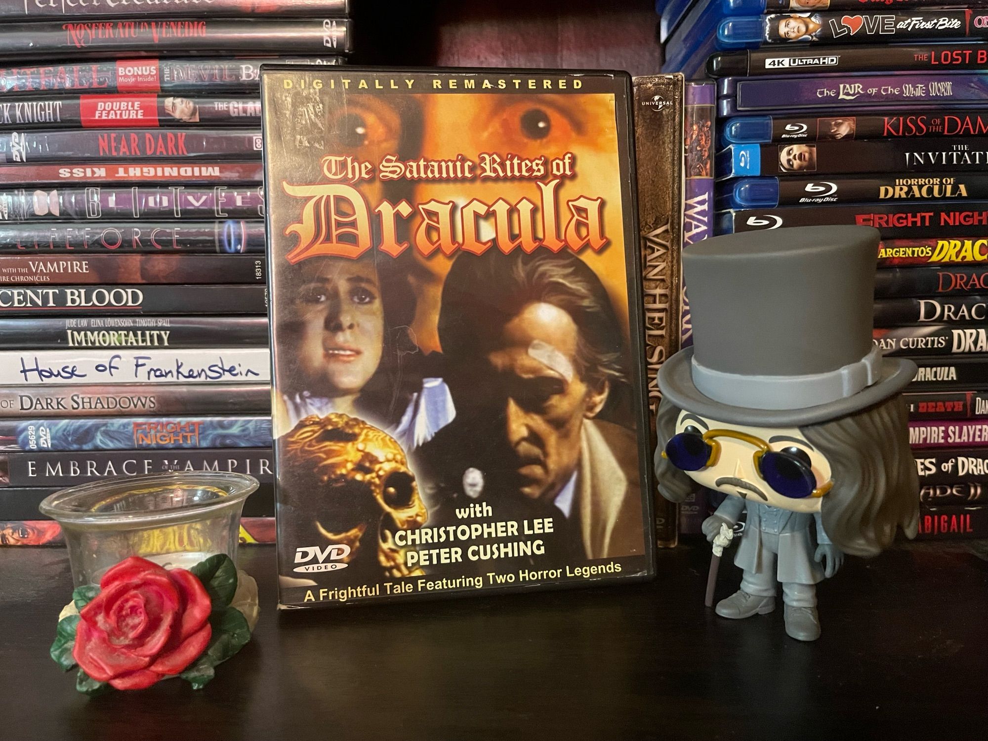 The Satanic Rite of Dracula DVD sitting on a DVD shelf